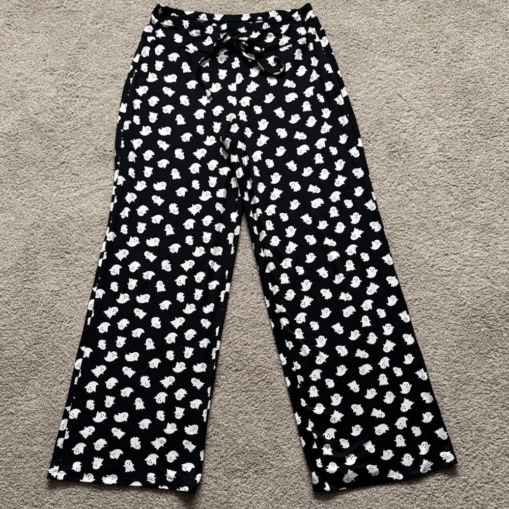 Spooky Night Ghost Women's Pajama Pants Size Small Whimsigoth Halloween PJs